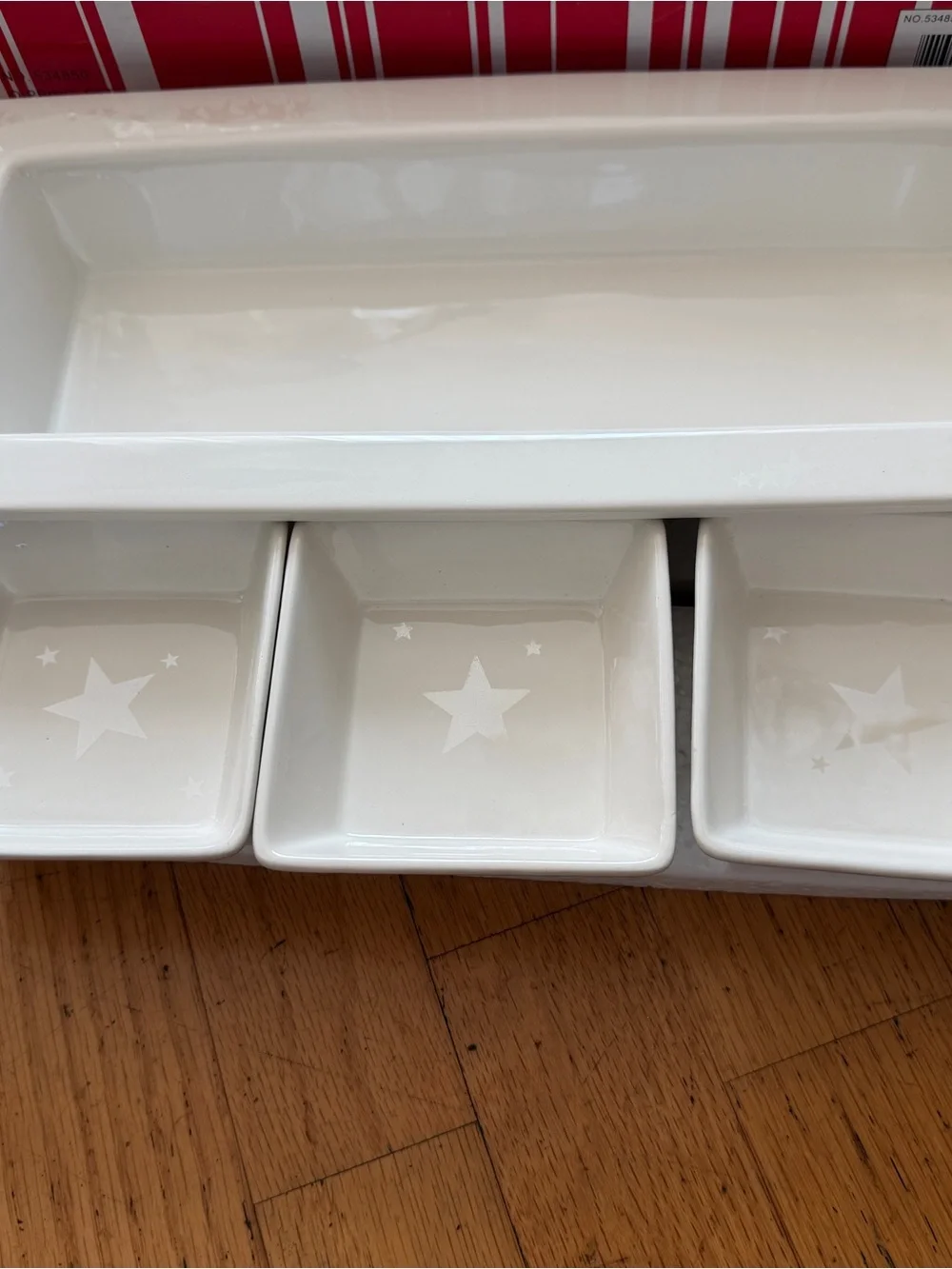 Macy's White Ceramic Rectangular Star-Edge Serving Platter